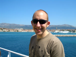 Jay on the Jadrolinija Ferry from Split to Supetar on the island of Brac