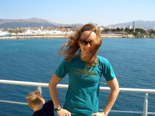 Kelly on the Jadrolinija Ferry from Split to Supetar on the island of Brac