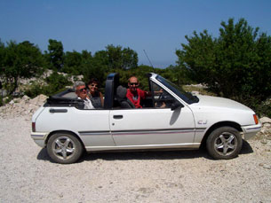 Our awesome 2000 Peugeot CJ 205 rental convertible