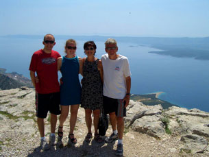 Jay, Kelly, Mom and Dad at the top of Brac island overlooking Zlatni Rat beach
