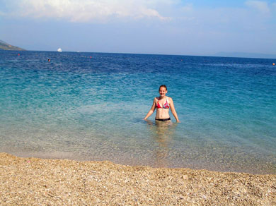Kelly in the sea at Zlatni Rat beach