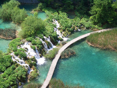 Overhead view at Plitvice Lakes National Park