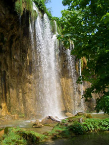 One of many waterfalls at Plitvice Lakes National Park