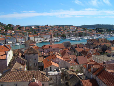 Looking out at Trogir from the cathedral steeple