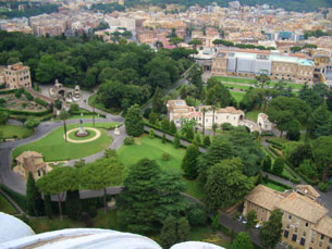The Vatican Gardens from atop St. Peter's Cathedral