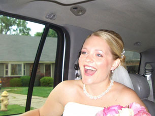 Jenny laughing in the limo