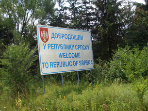 Road sign welcoming you to the Republic of Srbska