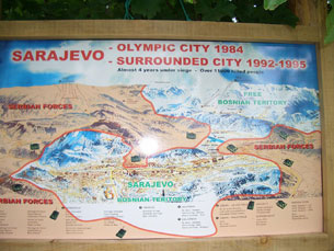 Map illustrating the location of the Sarajevo Tunnel