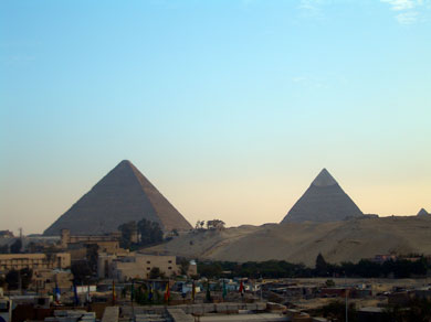 The Giza Pyramids, as seen from our hotel balcony