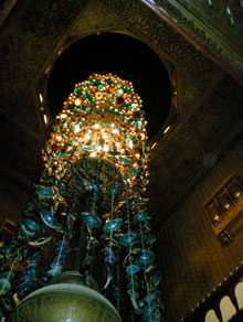 An opulent chandelier inside the Mena House