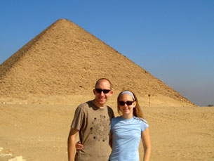 Kelly and Jay in front of the Red Pyramid at Dahshur