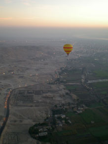 Up in the hot air balloon - illustrating the difference between desert and agricultured land