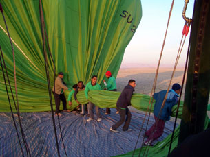 The crew packing up our balloon
