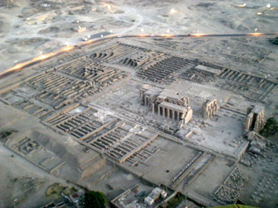 A temple on Luxor's west bank as seen from our hot air balloon