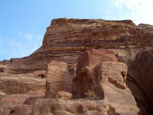 Some of the colorful sandstone rock formations at Petra