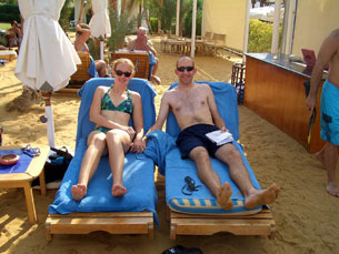 Kelly and Jay relaxing on Sharm El Sheikh's Beach