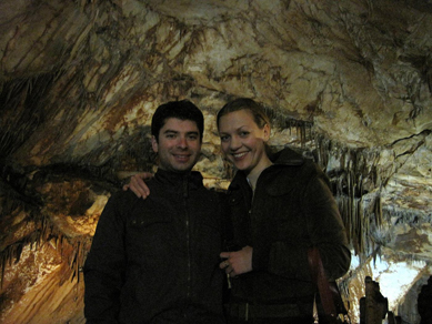 Mario and Milda inside Vranjaca Cave