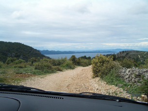 Driving on a gravel road to the Blaca Hermitage on Brac