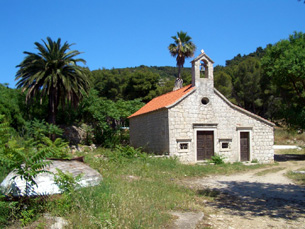 Church near British cemetery outside of Vis Town
