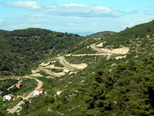 Winding hillside road near Vis Town