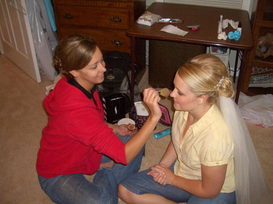 Katie doing Jenny's makeup