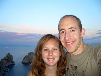 Jay and Kelly with the Fragoli in the background on Capri