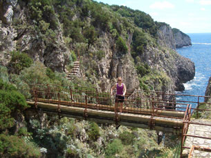 Kelly pausing during our hike along the cliffs of Capri