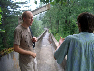 Jay and Zijo on the 1984 Olympics bobsled track