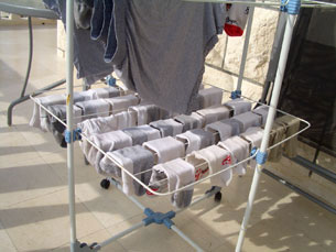 Laundry on our drying racks