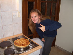 Kelly and her 'Just Chicken' Chicken Pot Pie -- yummmmm!
