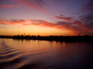 Luxor at sunset, as seen from atop our cruise ship
