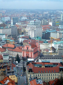 A view of Ljubljana from the castle lookout tower