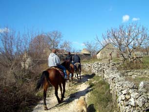 Stone houses along the trail