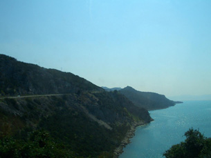 Route 8 from Split to Dubrovnik hugs the Adriatic coastline