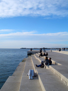 Kelly napping on Zadar's Sea Organ