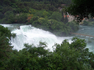 Krka Falls raging, from above