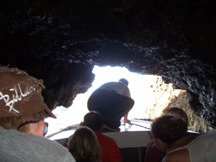Exiting the Blue Cave -- duck!!