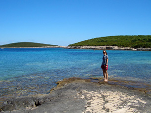 Kelly at Rukavac on the flat slat rocks