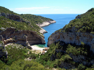 Vis's Stiniva Bay as we hike down to the beach